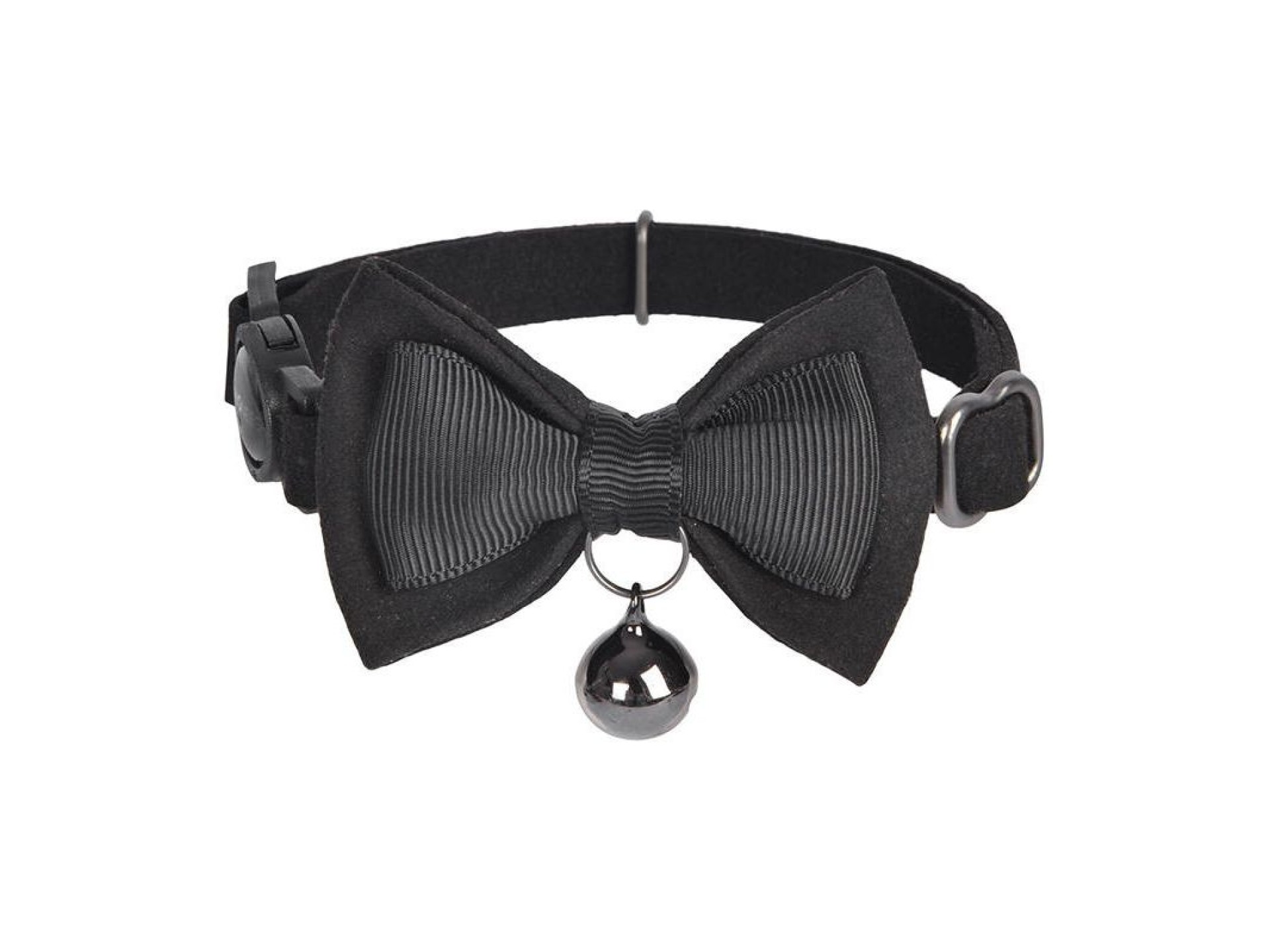Conjunto de coleiras Dogness para gatos 2 peças (couro legítimo vermelho/fibra preta)