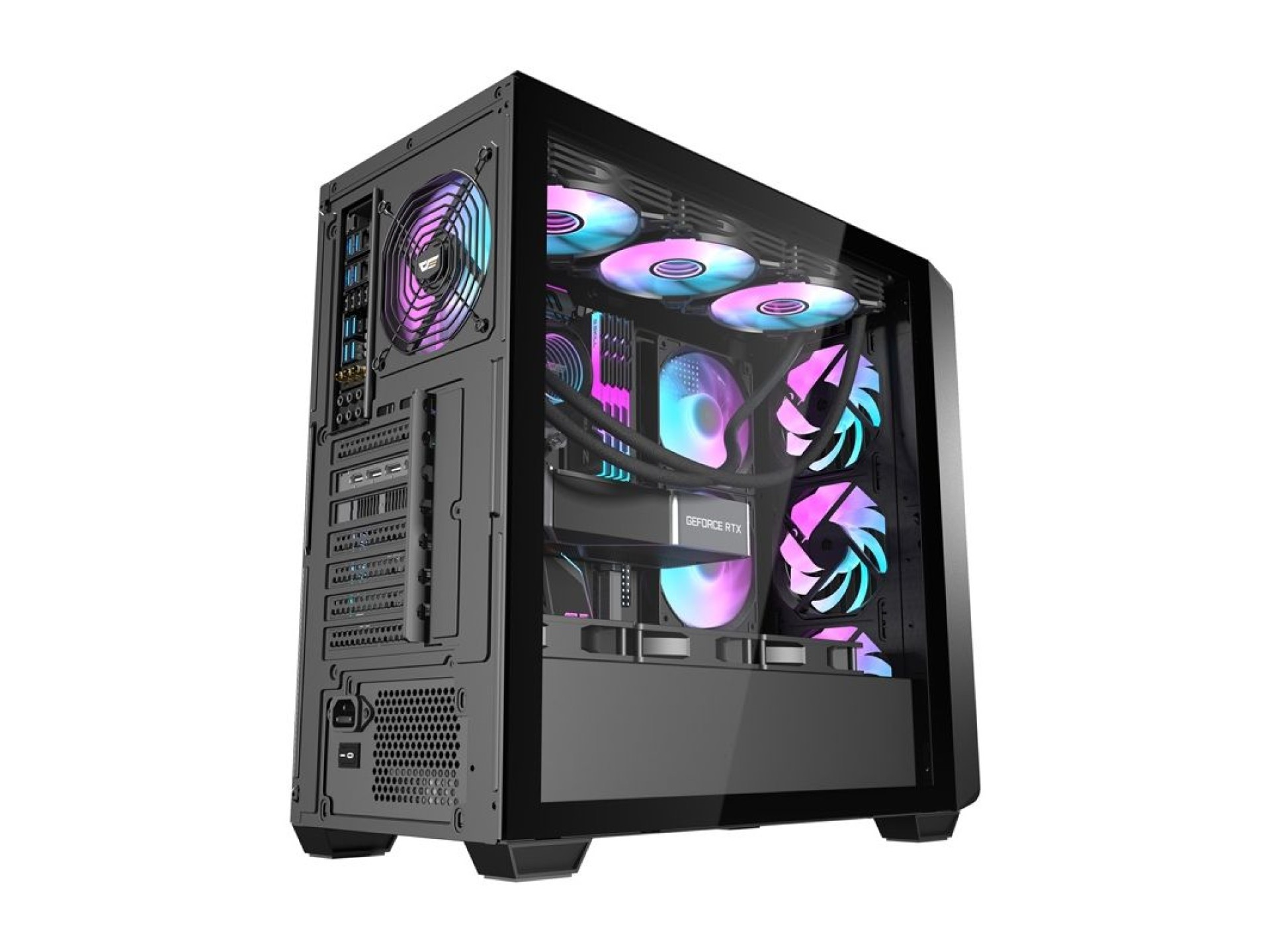 Gabinete para computador Darkflash DS900WD (preto) + 4 ventoinhas