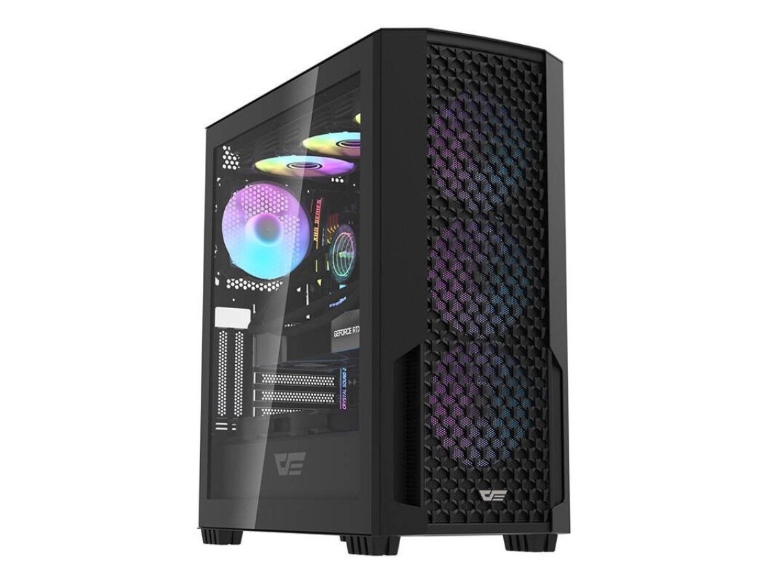 Gabinete para computador Darkflash DF2100 + 4 ventoinhas ARGB (preto)