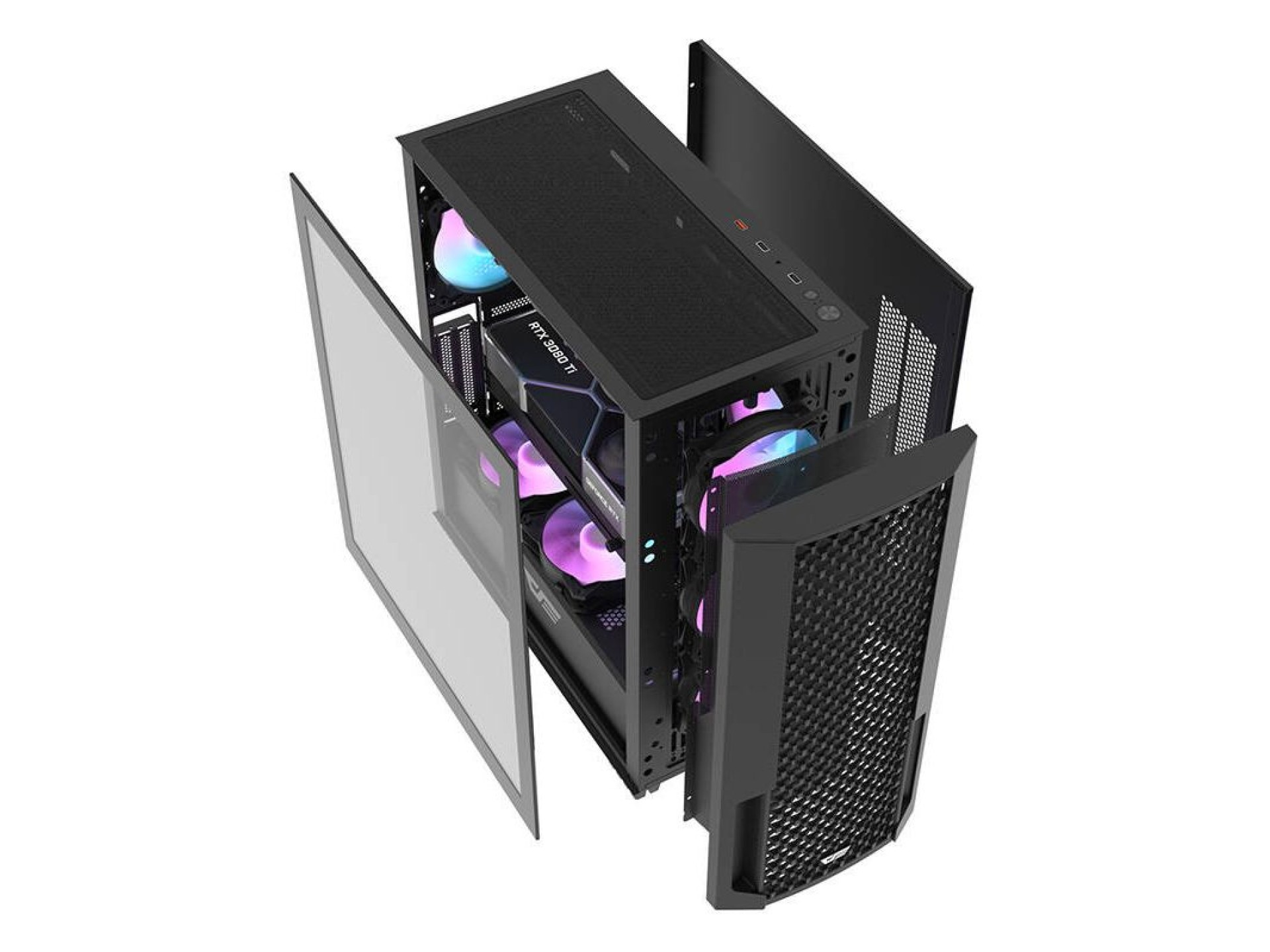 Gabinete para computador Darkflash DF2100 + 4 ventoinhas ARGB (preto)