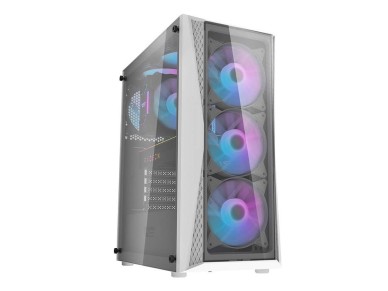 Gabinete Darkflash DK352 Plus (preto e branco) + 4 ventoinhas ARGB