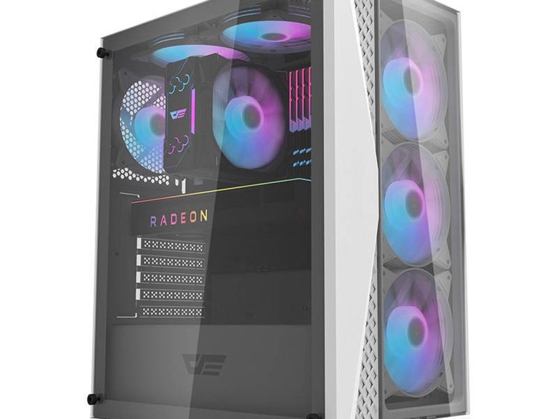 Gabinete Darkflash DK352 Plus (preto e branco) + 4 ventoinhas ARGB