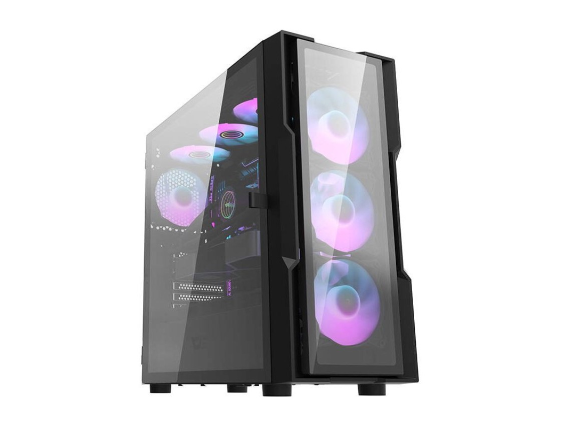 Gabinete de computador Darkflash DK431 em vidro (preto) + 4 ventoinhas RGB