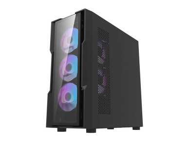Gabinete de computador Darkflash DK431 em vidro (preto) + 4 ventoinhas RGB