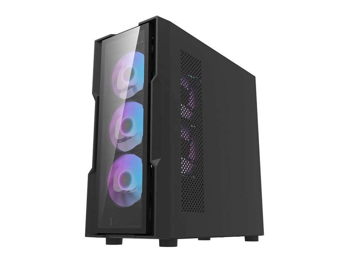 Gabinete de computador Darkflash DK431 em vidro (preto) + 4 ventoinhas RGB
