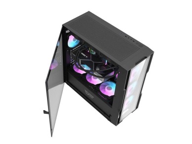 Gabinete de computador Darkflash DK431 em vidro (preto) + 4 ventoinhas RGB