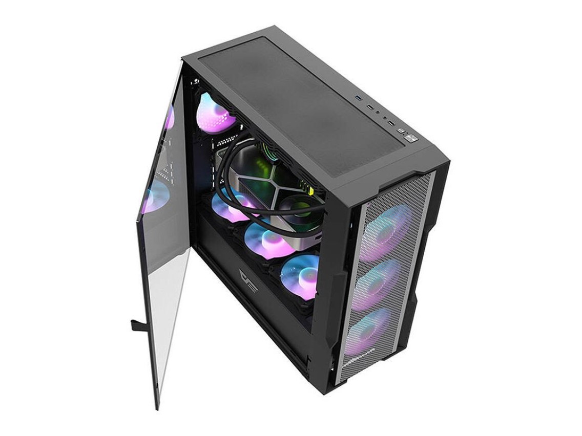 Gabinete Darkflash DK431 Mesh (preto) + 4 ventoinhas ARGB