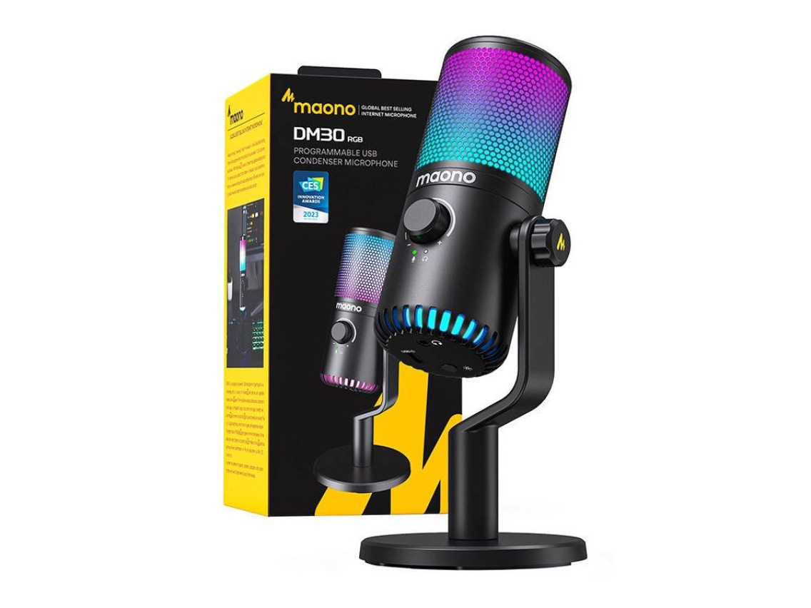 Microfone para jogos Maono DM30RGB (preto)