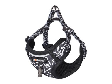 Correa de paseo Dogness de 1,5 m y arn�s para perro (blanco y negro)