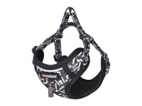 Dogness walking set leash 1,5m+harness for dog (black and white)