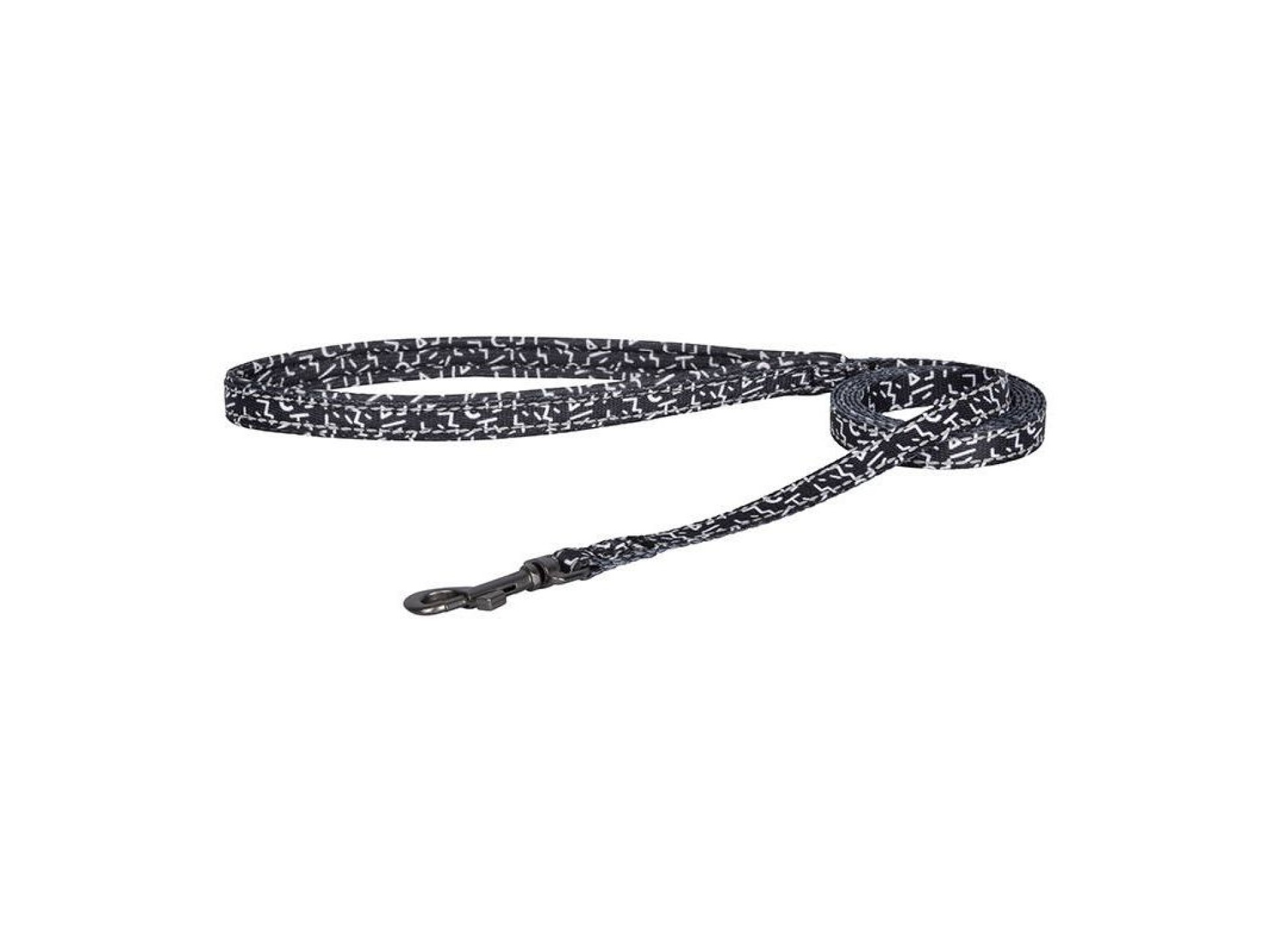 Dogness walking set leash 1,5m+harness for dog (black and white)