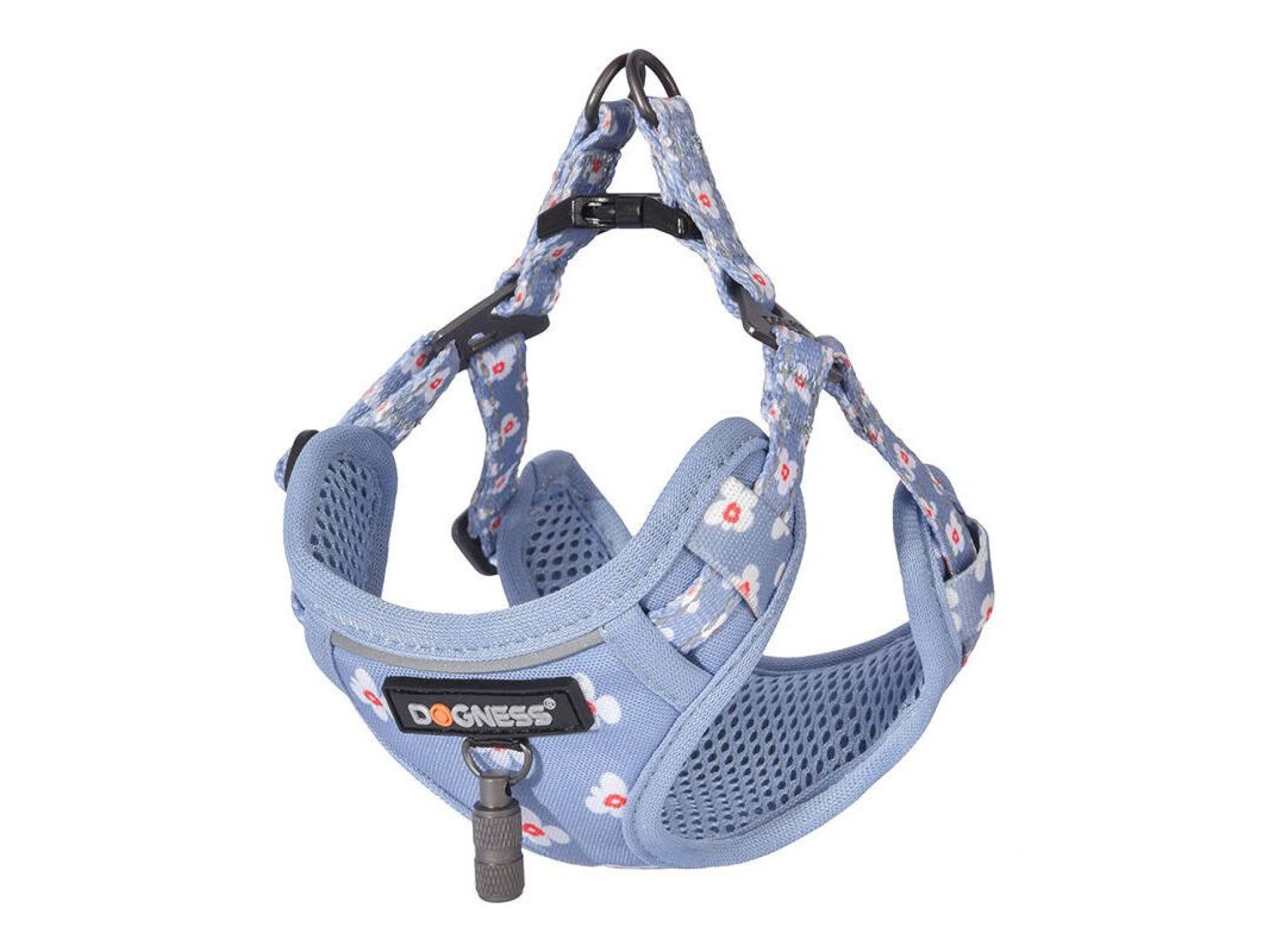Dogness walking set leash 1,5m +harness for dog (light blue)