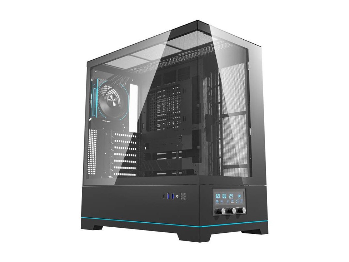 Gabinete para computador Darkflash DY451 PRO (preto) + 1 ventoinha