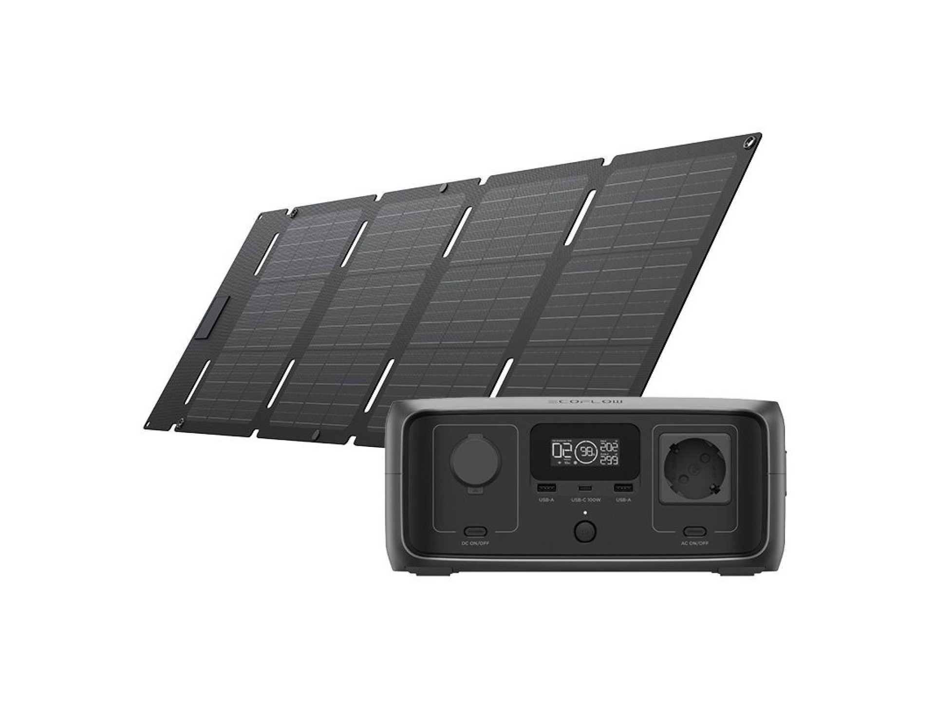 Paquete: Central eléctrica EcoFlow RIVER 3 UPS + Panel solar 45W USB-C