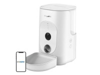 Dispensador de comida inteligente Dogness F15 WiFi de 4L con c�mara y recipiente de pl�stico (blanco