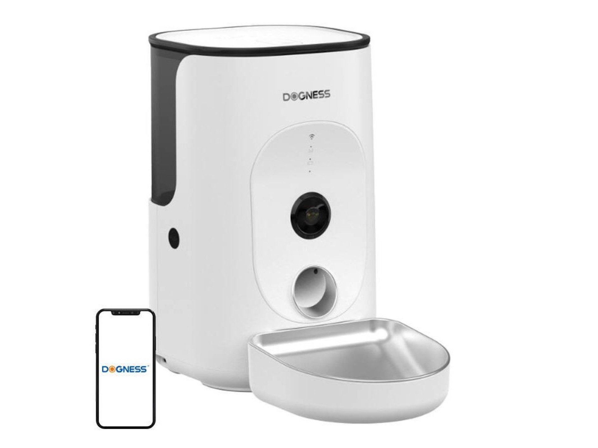 Dogness F15 WiFi 4L dispensador de alimentos inteligente com câmera e tigela de aço inoxidável (bran
