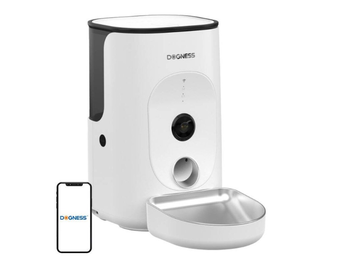 Dogness F15 WiFi 4L dispensador de alimentos inteligente com câmera e tigela de aço inoxidável (bran