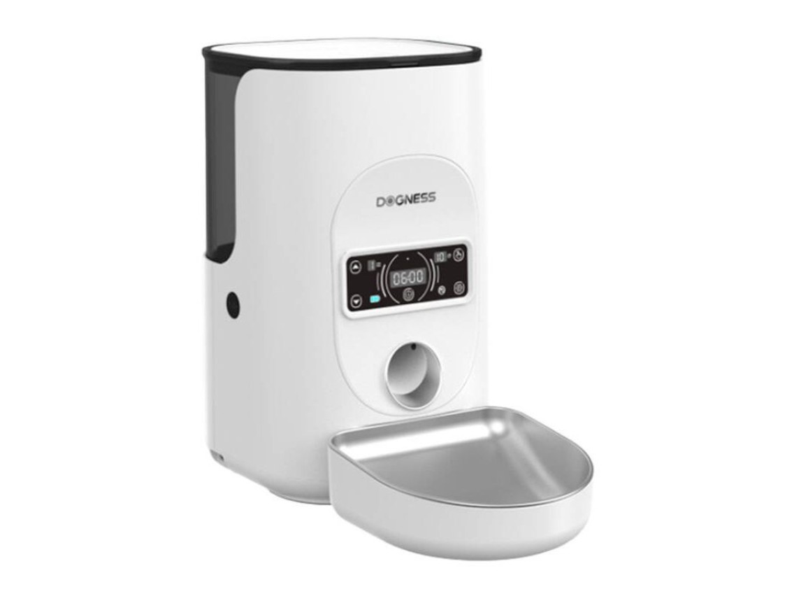 Distribuidor de alimentos inteligente Dogness F17 4L com tigela de aço inoxidável (branco)