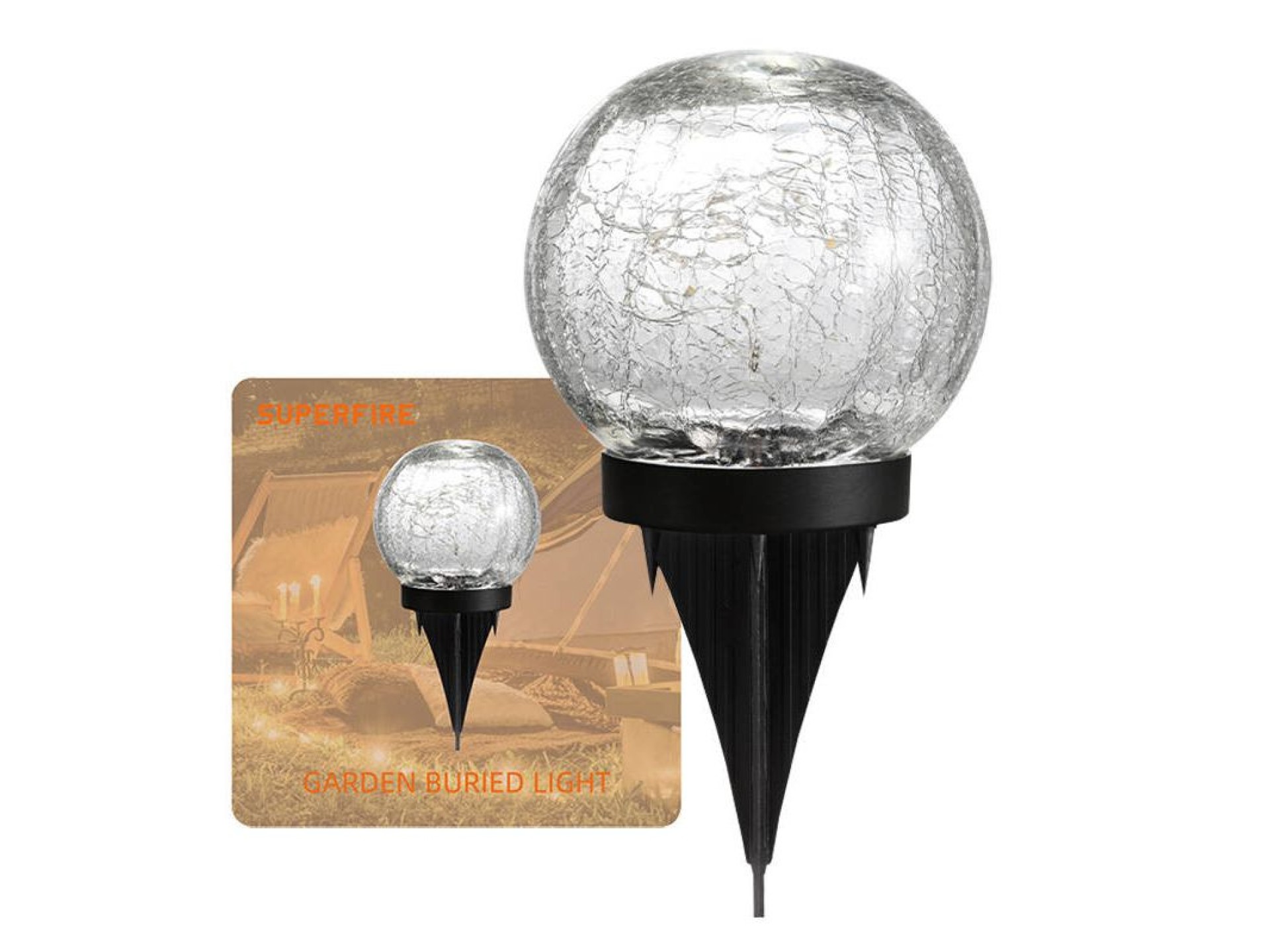 Lâmpada solar de jardim Superfire FF16-A, 600mAh