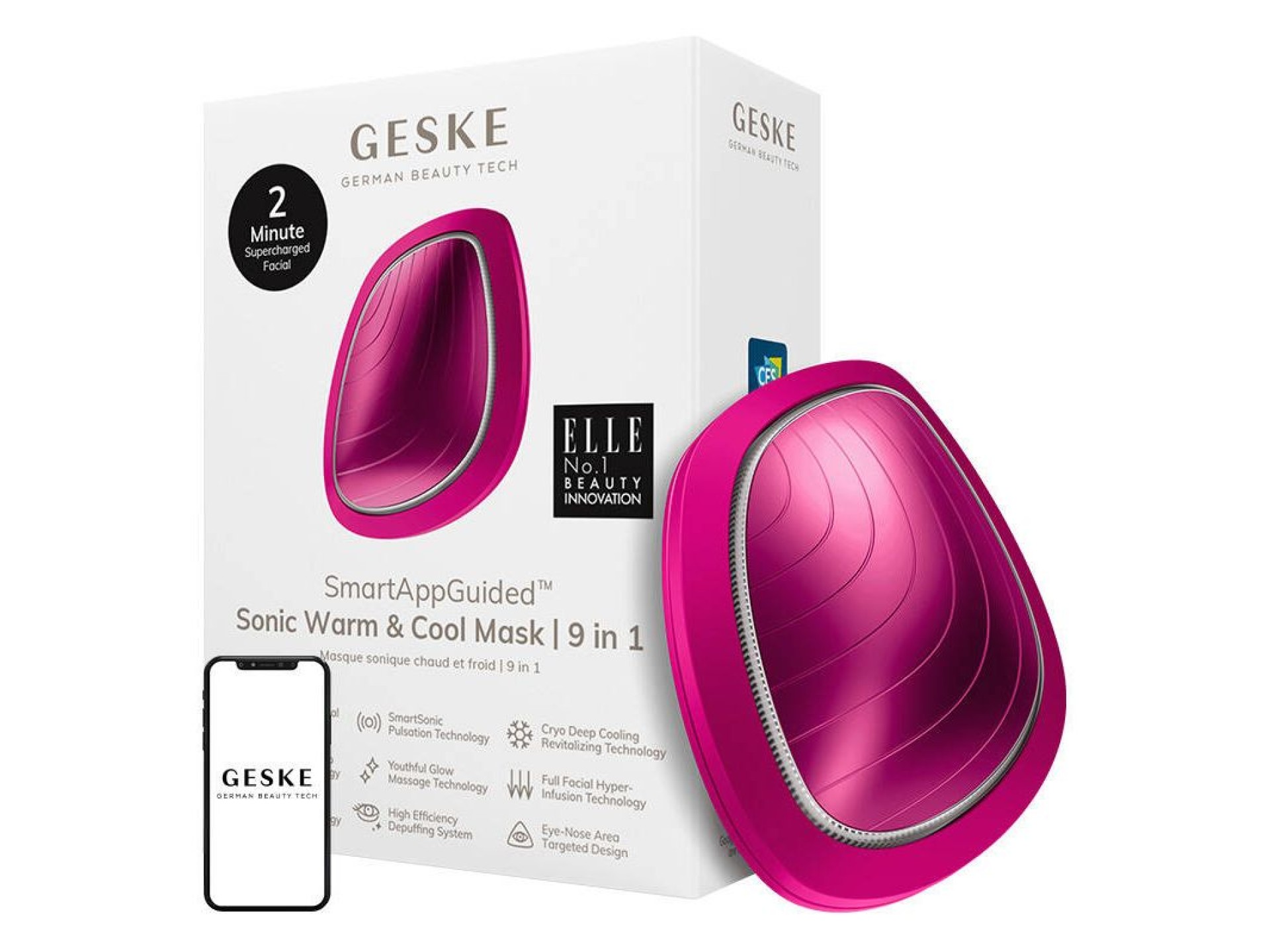 Máscara Sonic Warm & Cool 9 em 1 Geske com APP (magenta)