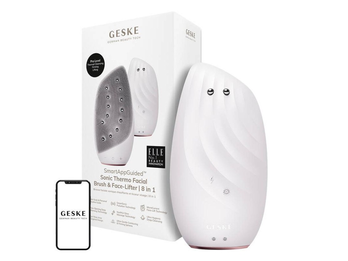 Escova facial térmica sônica e lifting facial 8 em 1 Geske com aplicativo (starlight)