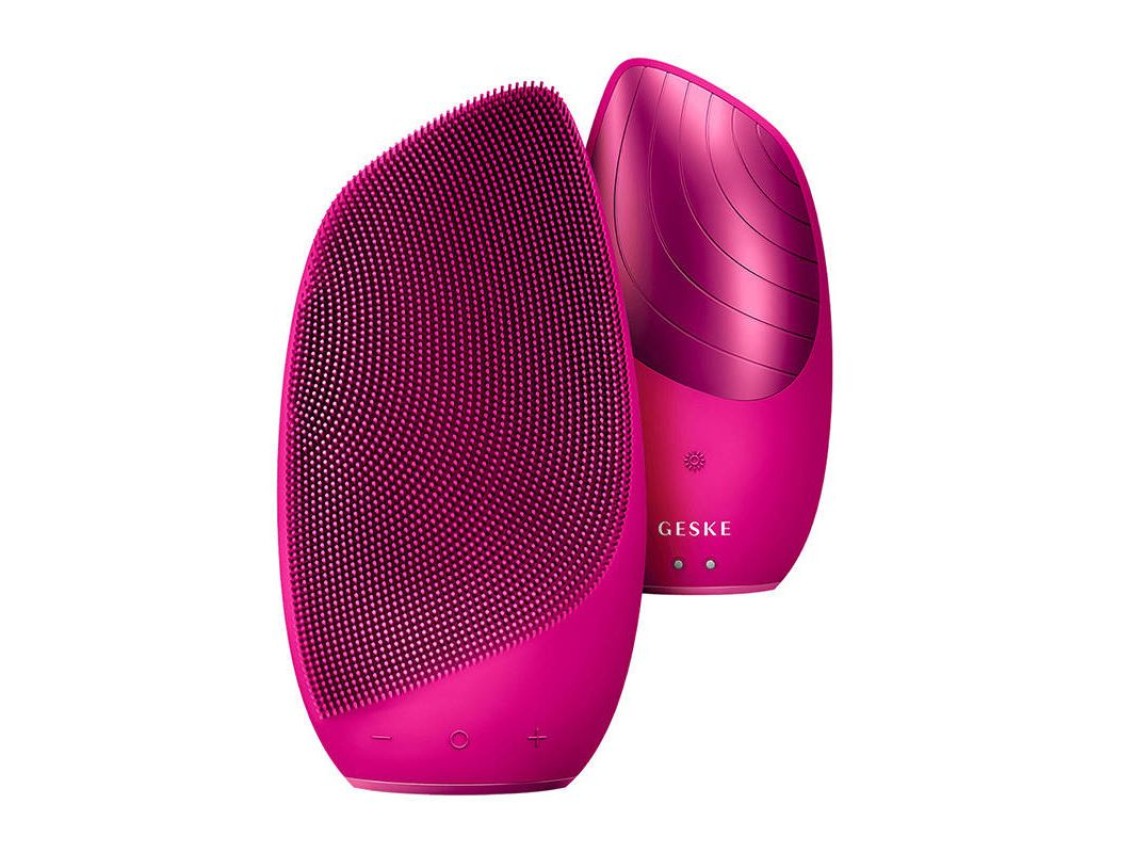 Cepillo facial térmico sónico 6 en 1 Geske con aplicación (magenta)