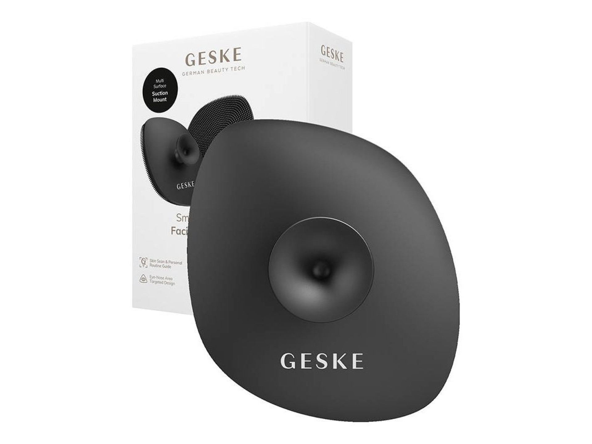 Cepillo de limpieza facial 4 en 1 con mango Geske con aplicación (gris)