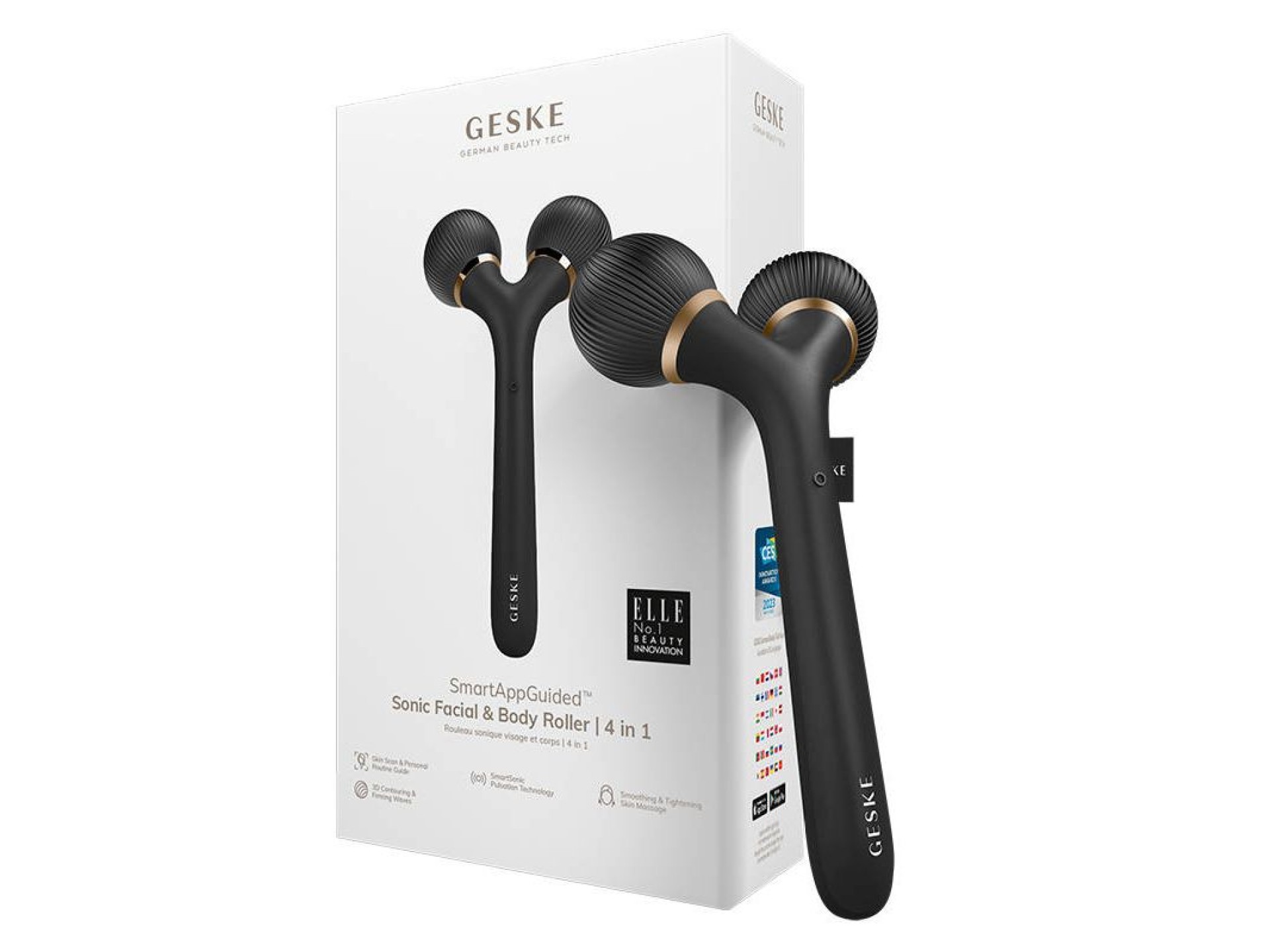 Geske 4-in-1 face and body sonic roller with Application (gray)