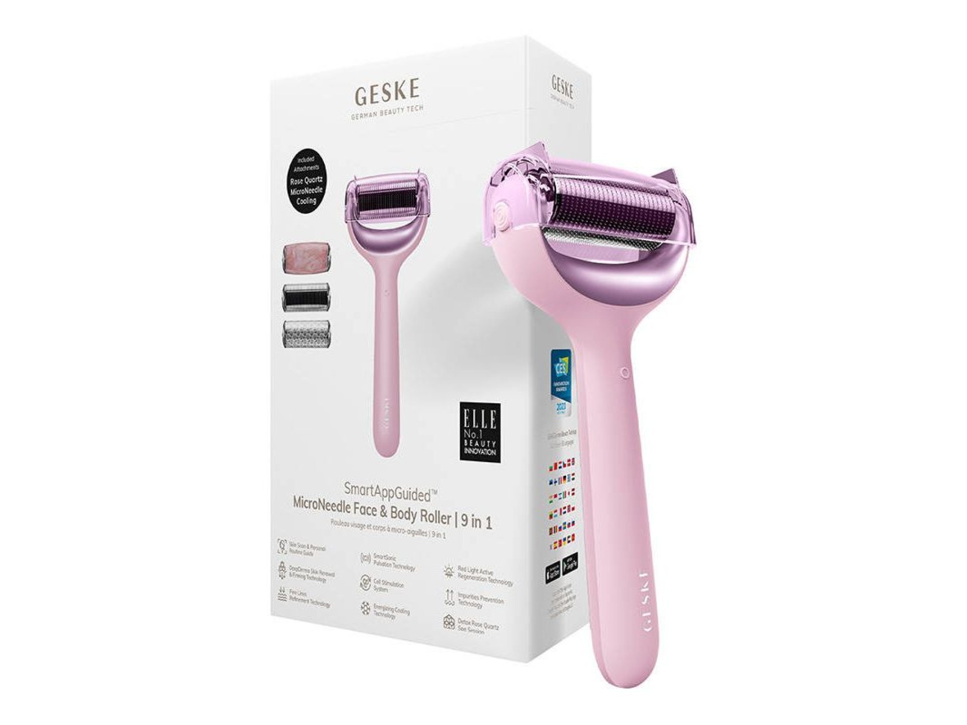 MicroNeedle Face&Body Roller 9in1 Geske with APP (pink)
