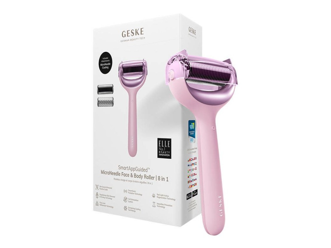 Micro Needle Face&Body Roller 8 em 1 Geske com APP (luz estrela)