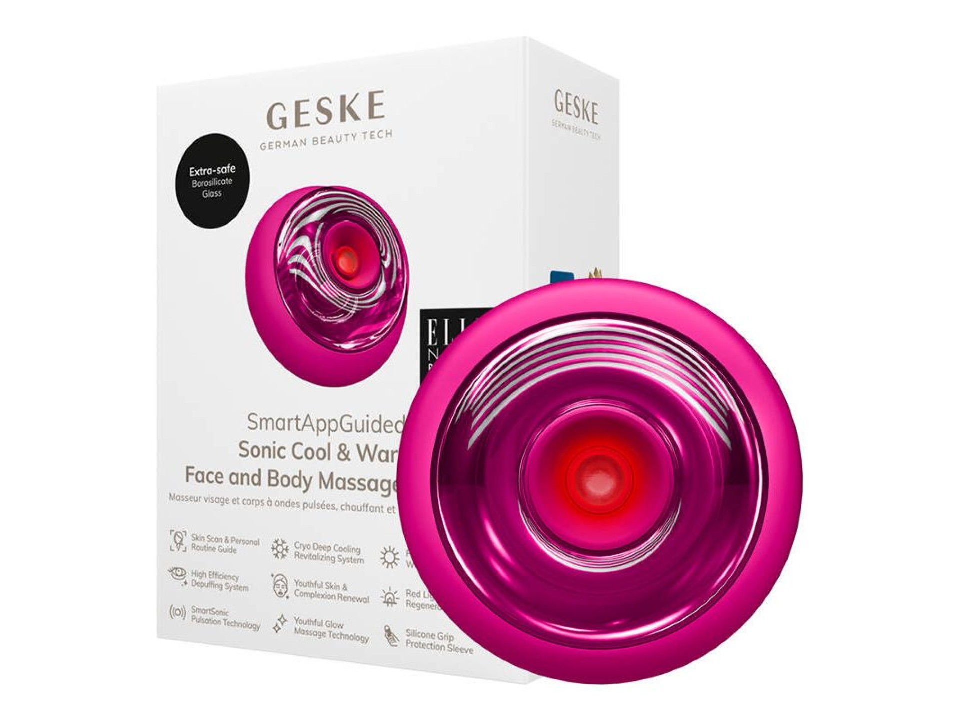 Masajeador facial y corporal sónico frío y cálido Geske 9 en 1 (magenta)