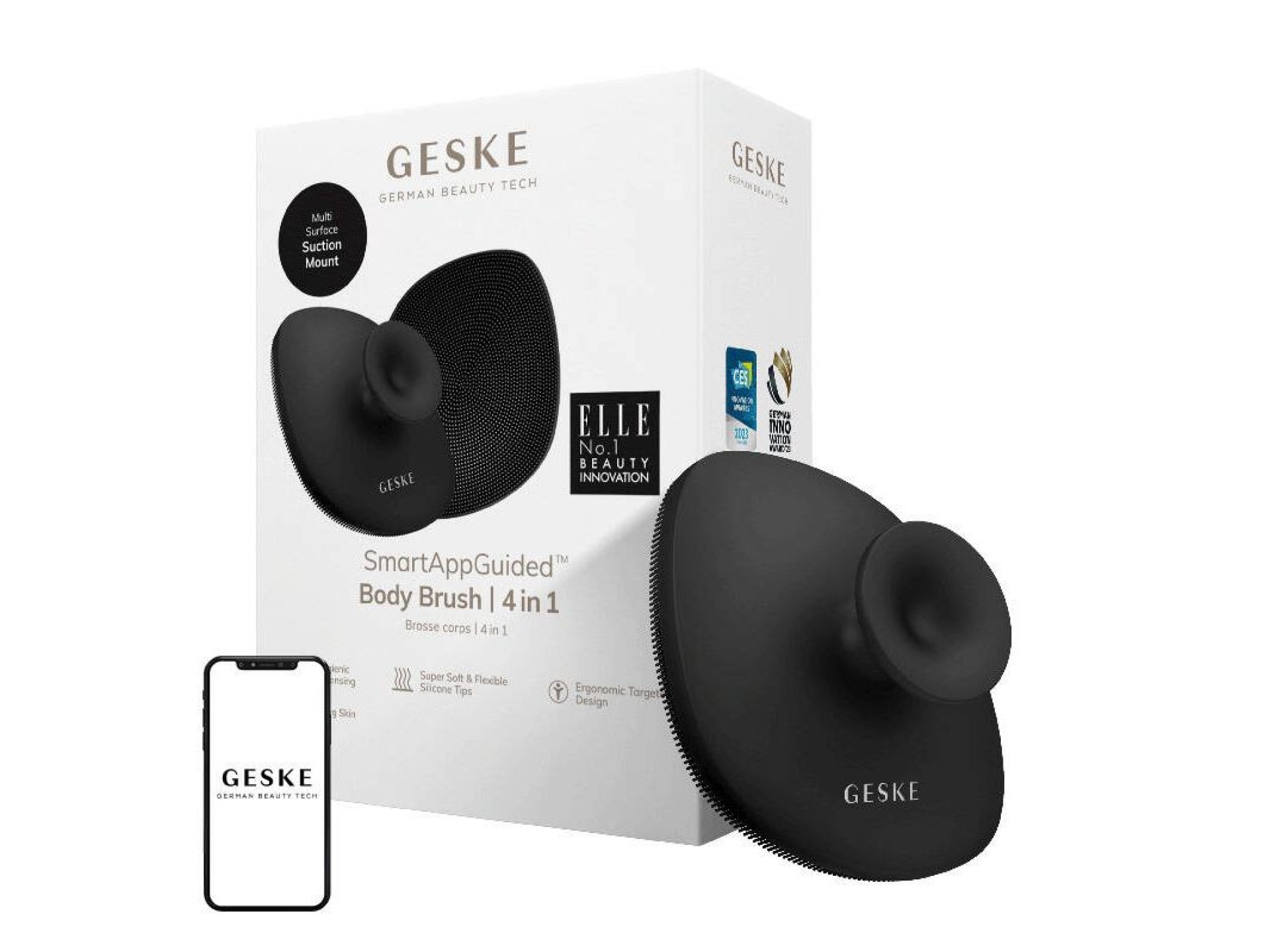 Cepillo corporal Geske 4 en 1 (gris)