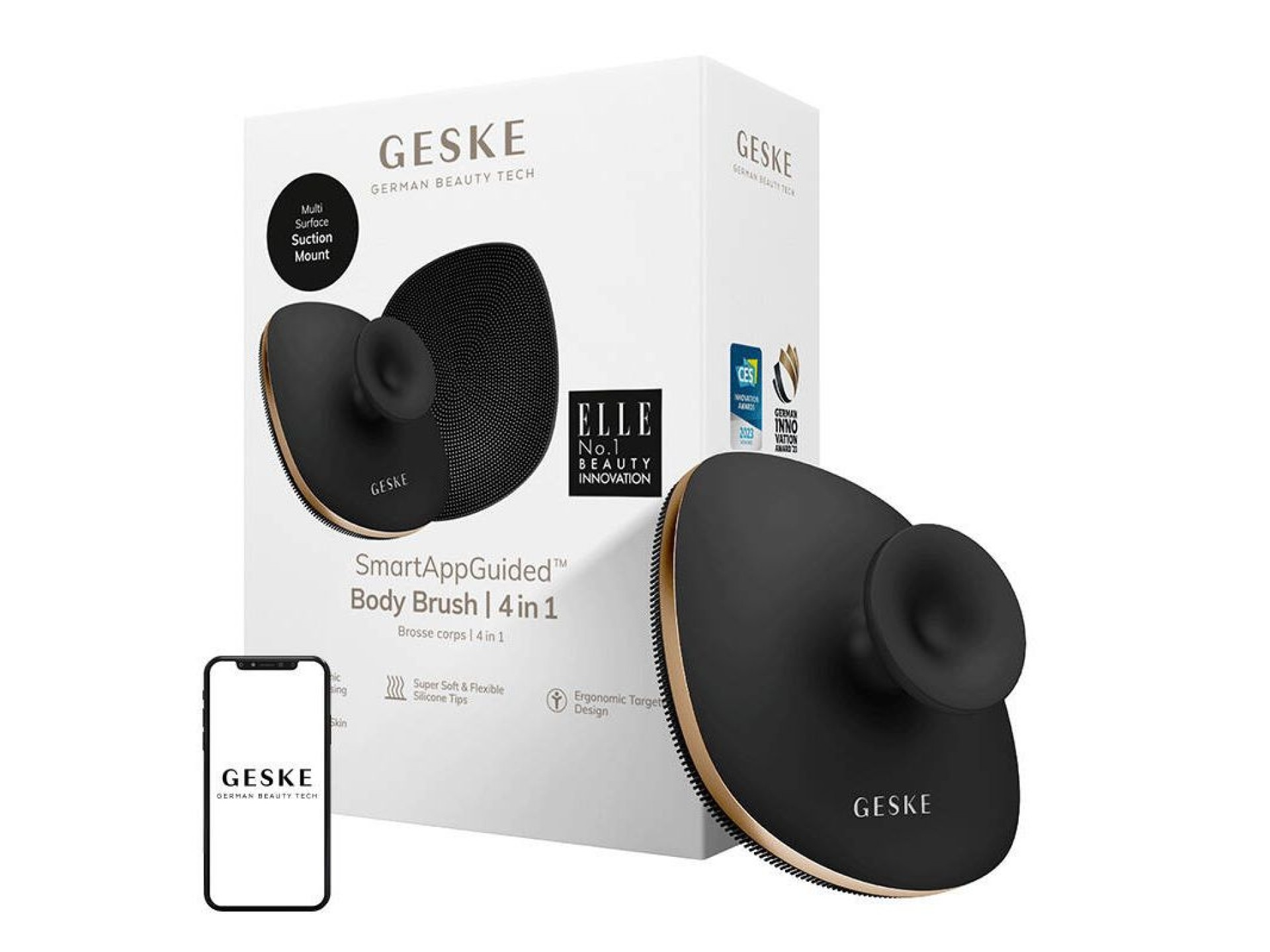 Cepillo corporal Geske 4 en 1 (gris)
