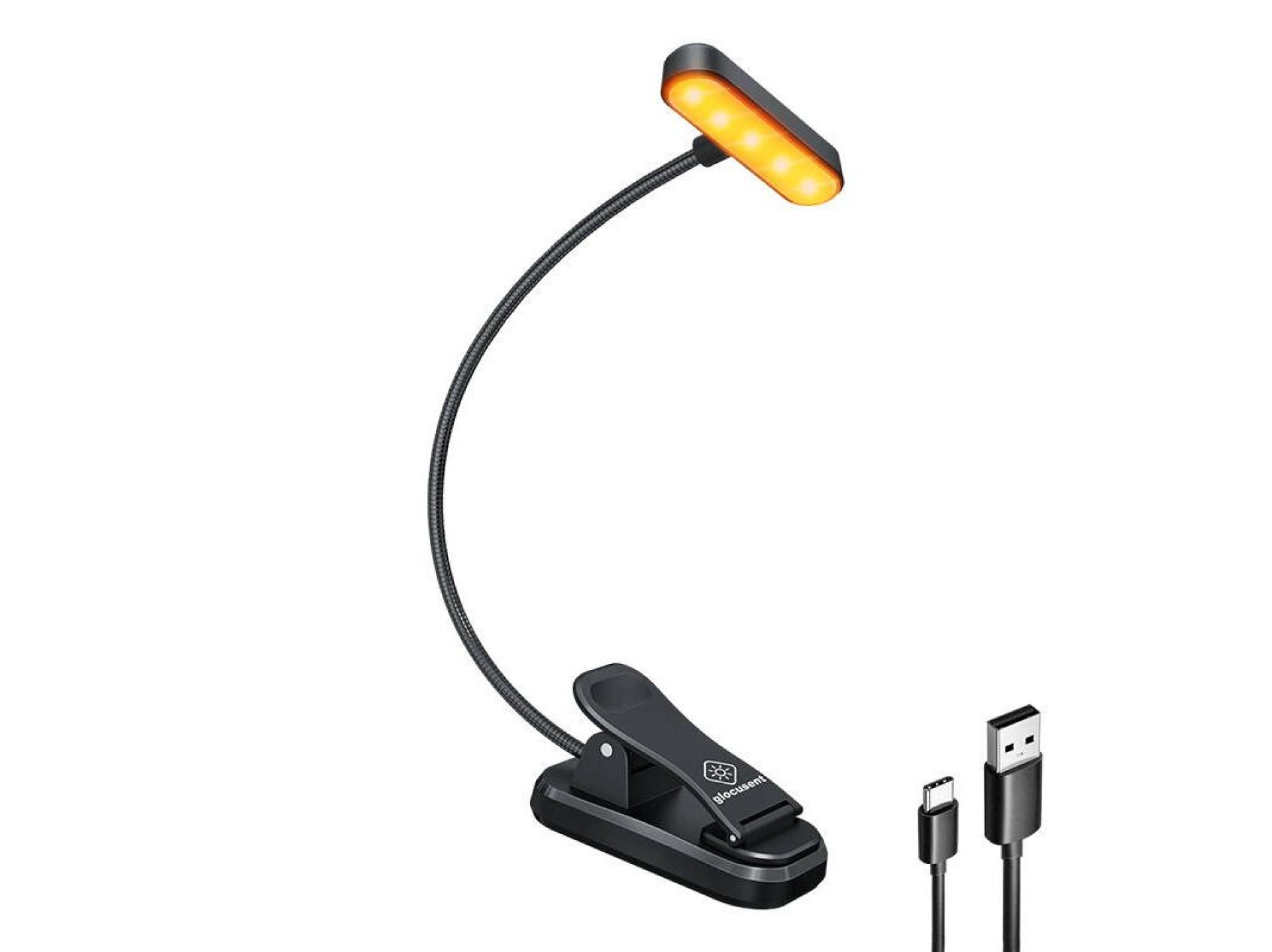 Lámpara inalámbrica Glocusent ET-Head GLCSNTA1801, luz de lectura con clip, USB-C, 650 mAh, temporiz