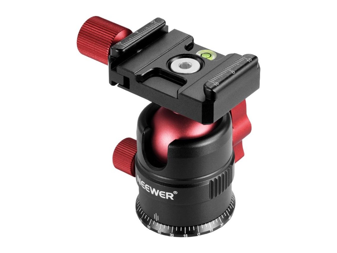 Cabeça esférica de metal Neewer para tripé, 28 mm, vermelha