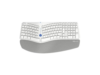 Teclado ergon�mico inal�mbrico Delux GM901D BT+2.4G (blanco)