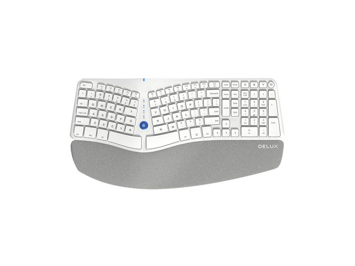 Teclado ergon�mico inal�mbrico Delux GM901D BT+2.4G (blanco)
