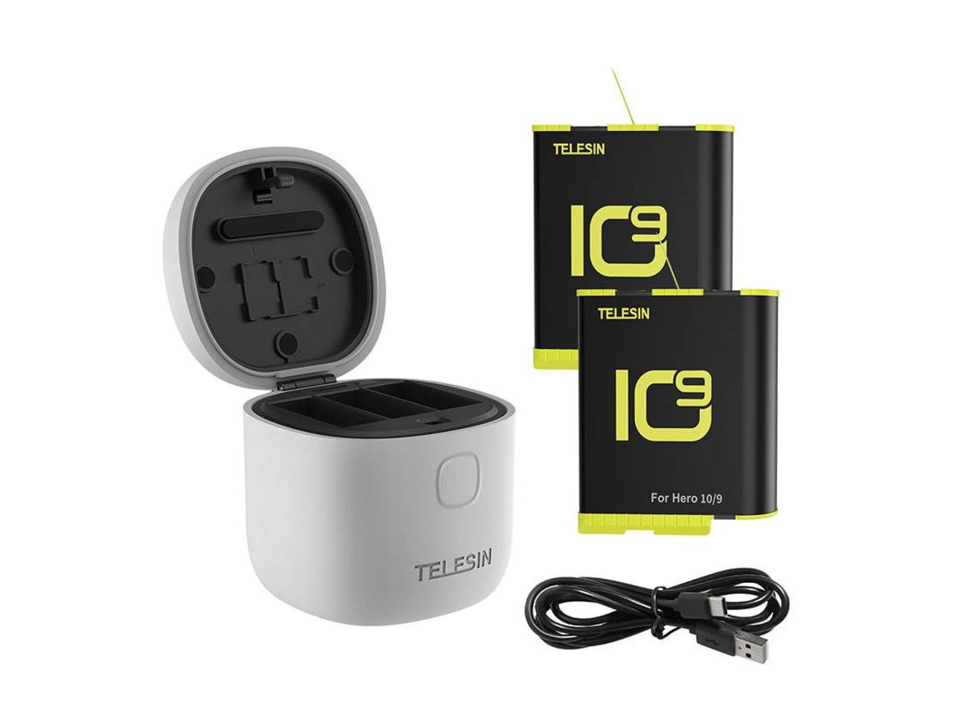 Cargador impermeable de tres canales Telesin Allin Box + 2 baterías para GoPro Hero 12 / Hero 11 / H