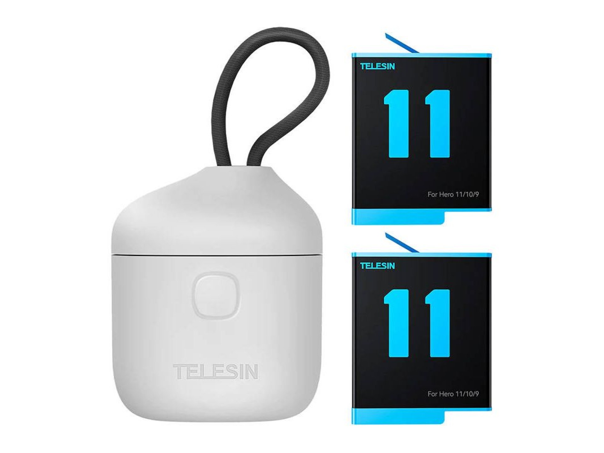 Caixa Telesin Allin com carregador à prova d'água de 3 slots + 2 baterias para GoPro Hero 12 / 11 /