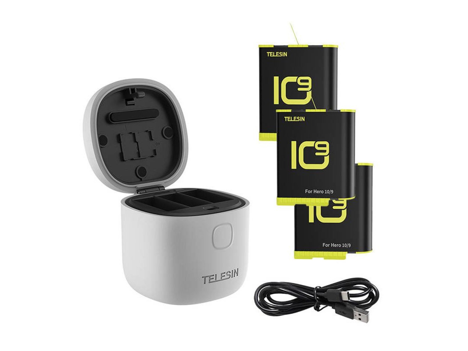 3-slot waterproof charger Telesin Allin box for GoPro Hero 9 / Hero 10 / Hero 11 / Hero 12 + 3 batte