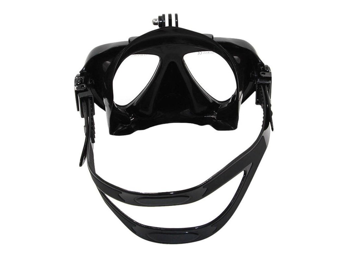 Máscara de mergulho Telesin com suporte destacável para câmeras esportivas.
