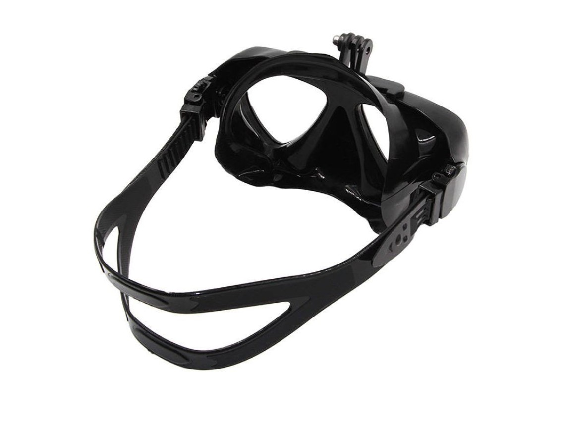 Máscara de mergulho Telesin com suporte destacável para câmeras esportivas.