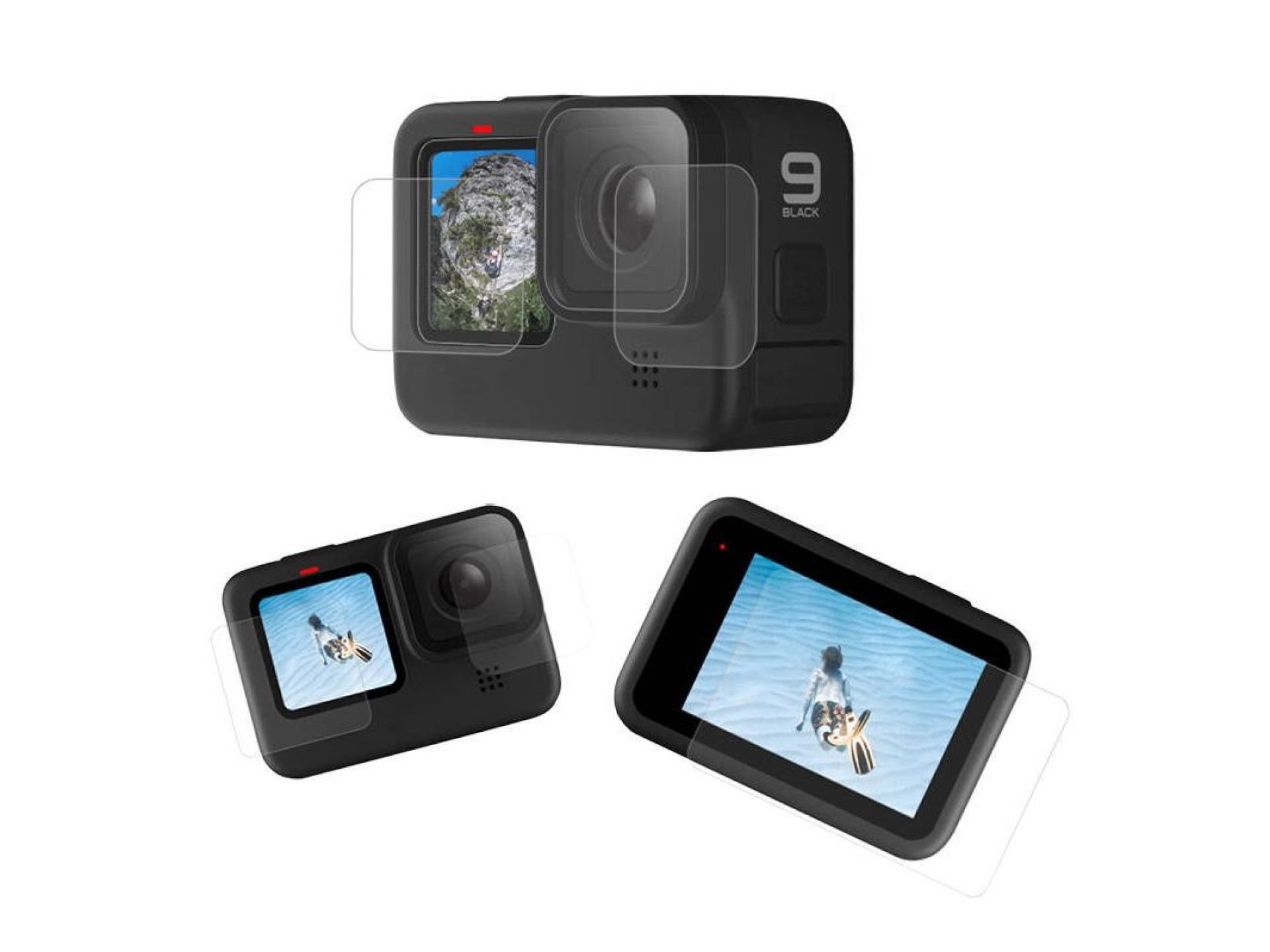 Pantalla y lente de cristal templado Telesin para GoPro Hero 9 / Hero 10 / Hero 11 / Hero 12 (GP-FLM