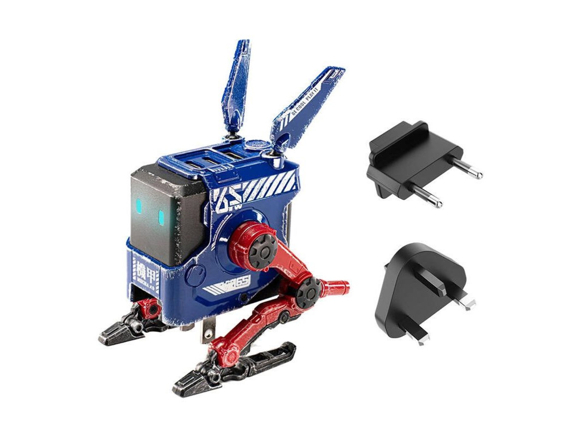 Cargador rápido GravaStar Alpha65 de 65 W GaN, versión azul dañada por la guerra