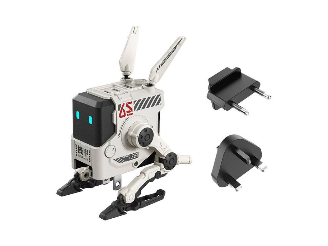 Cargador r�pido GravaStar Alpha65 de 65 W GaN, versi�n da�ada por la guerra, color blanco