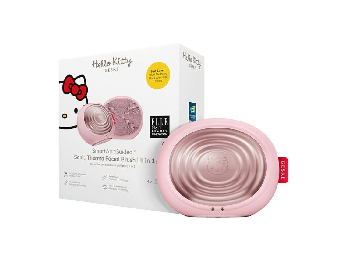 Escova Facial Sonic Thermo 5 em 1 Geske com APP (rosa Hello Kitty)