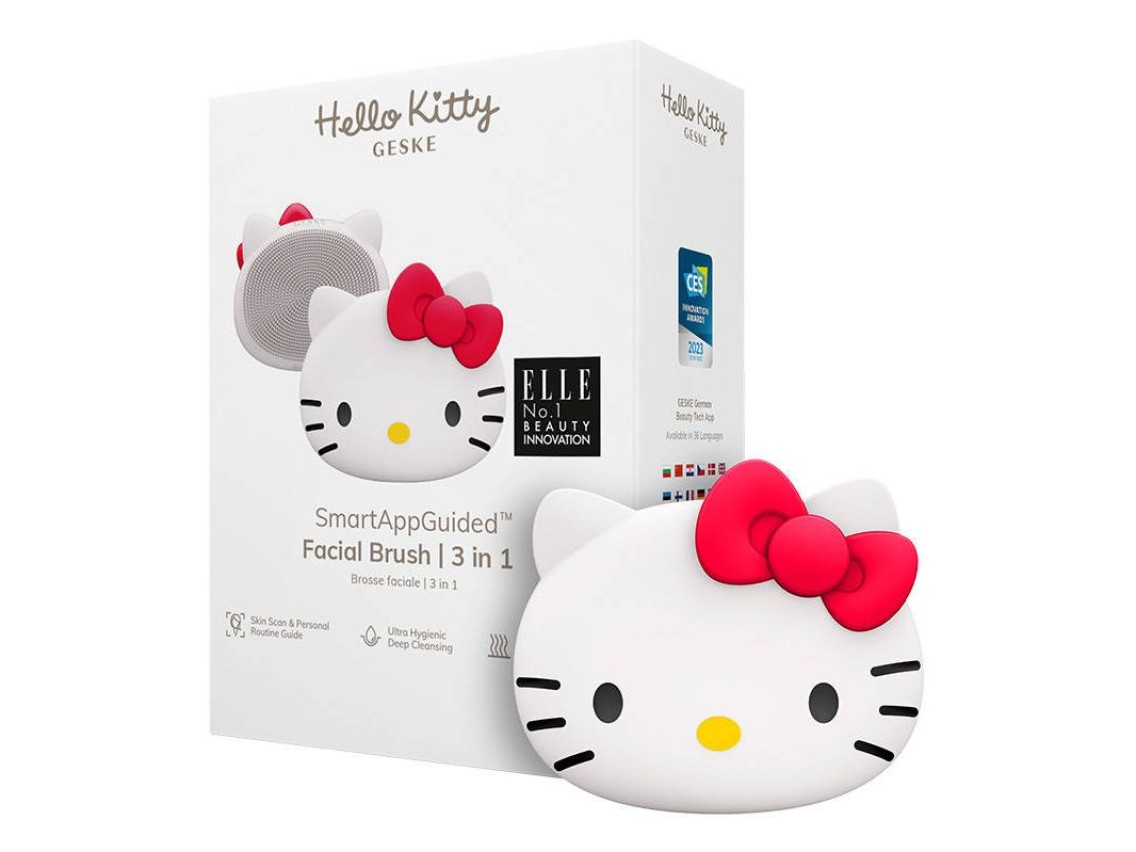 Cepillo de limpieza facial 3 en 1 Geske con aplicación (Hello Kitty Starlight)