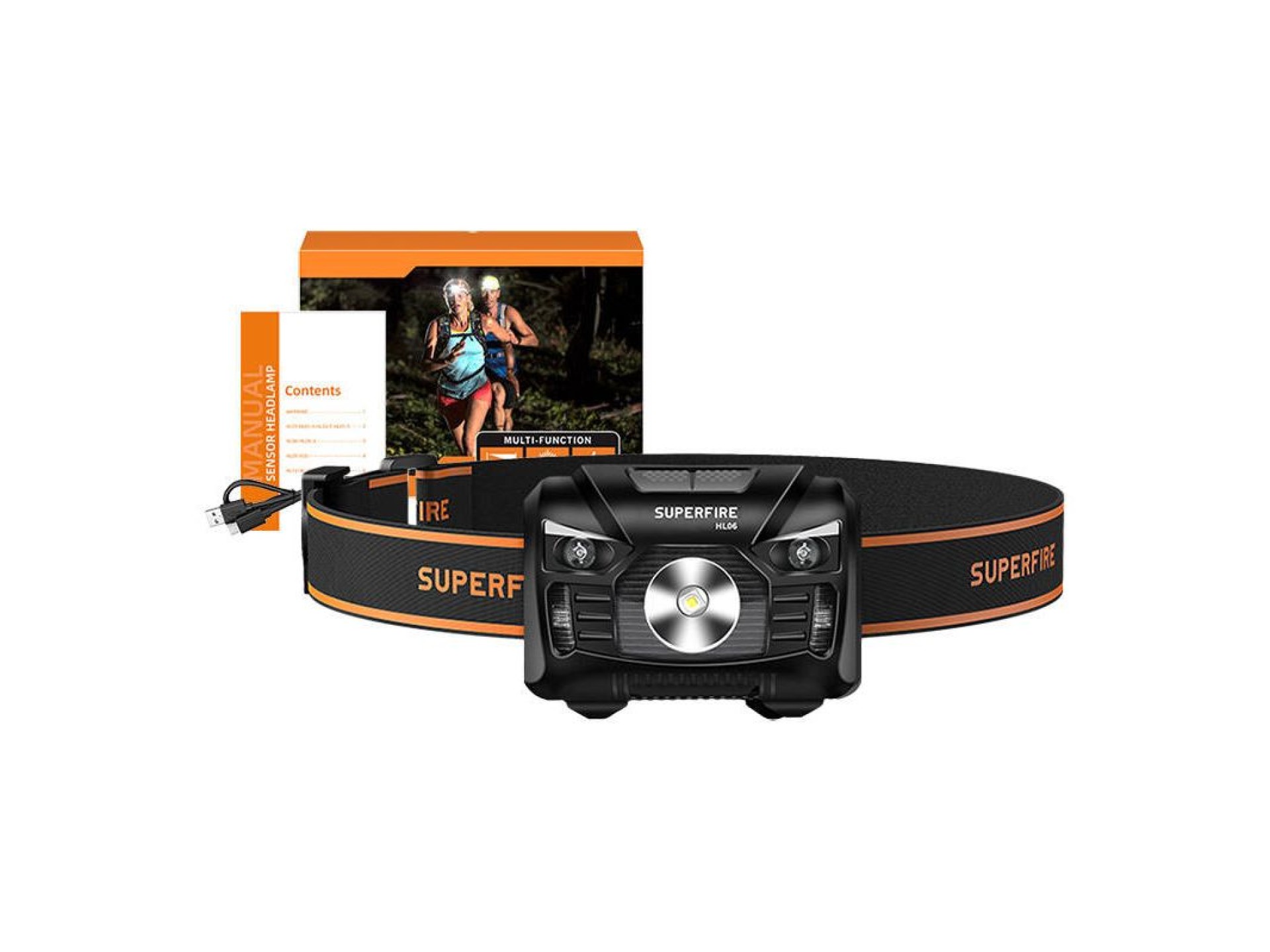 Faro delantero Superfire HL06, 500 lm, USB