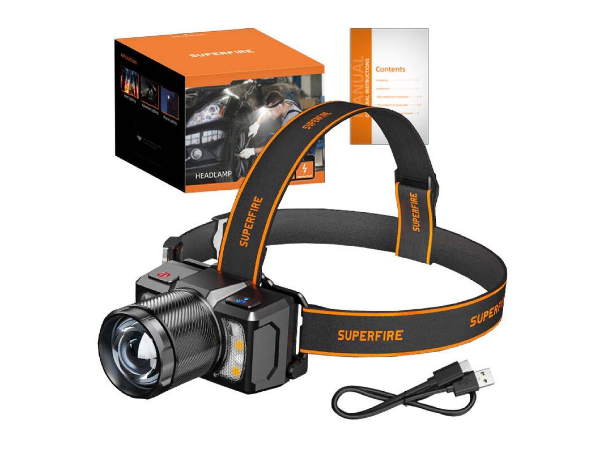 Headlight Superfire HL25, 700lm, USB-C