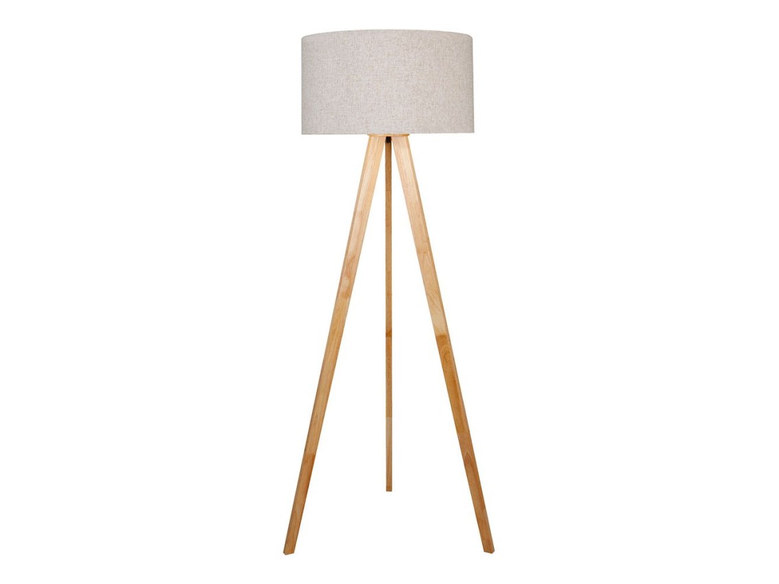 Lámpara de pie e27 madera, hierro y tela ø50 x 28 cm